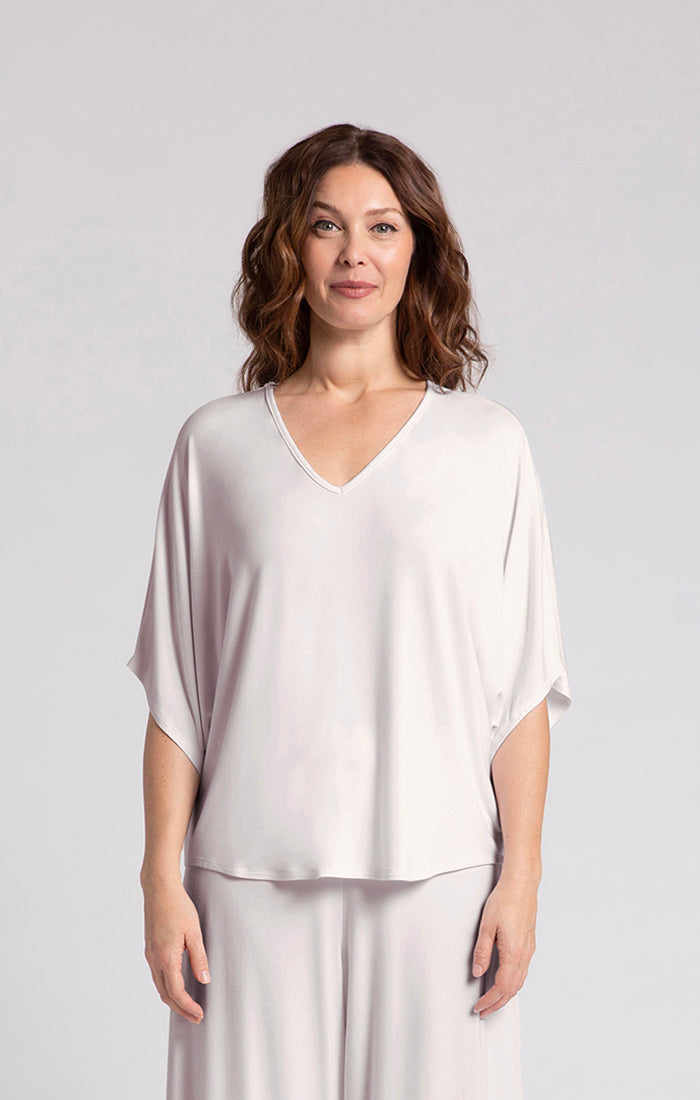 Bamboo V-Neck Dolman Top, Elbow Sleeve Sympli