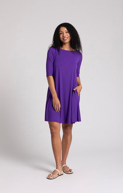 Bamboo Nu Trapeze Dress, Elbow Sleeves Sympli